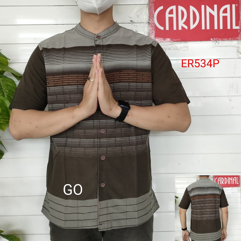 gof S CARDINAL KEMEJA KOKO Taqwa Pakaian Pria Original Baju Muslim Salur Lengan Pendek Pakaian Muslim