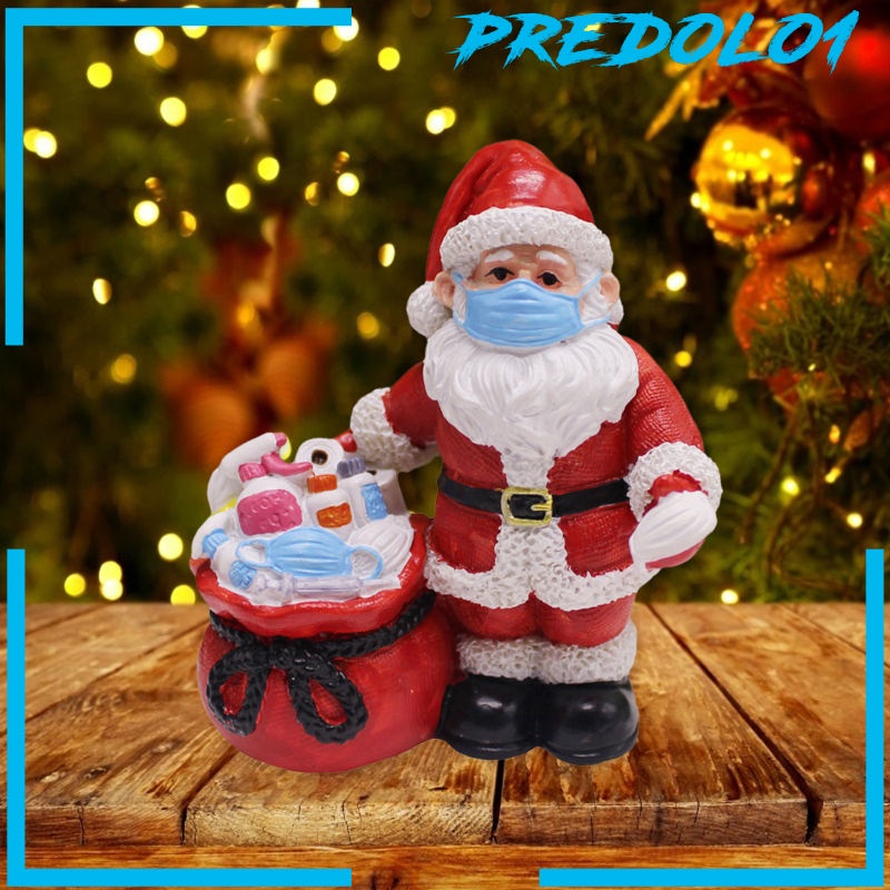 [PREDOLO1] Santa Claus Wearing Face Mask Ornament Decor Indoor Table Statue