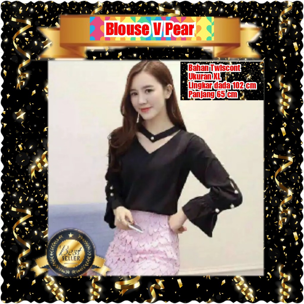 BLOUSE  V PEAR GRET / TERMURAH