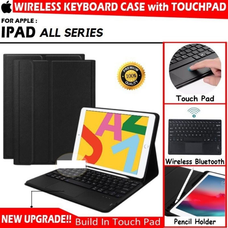 IPAD 5 / IPAD 6 BOOK COVER FLIP STAND WIRELESS KEYBOARD TOUCH TRACK PAD