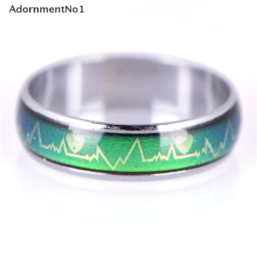 (AdornmentNo1) Cincin Tunangan Titanium Steel Motif Mood Temperatur / Emosi Untuk Perhiasan Wanita