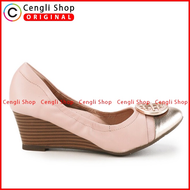 SEPATU WEDGES WANITA HUSH PUPPIES ORIGINAL KULIT BRANDED PINK HW13