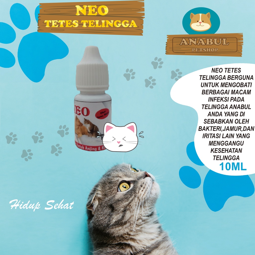 Obat Tetes Telinga kucing &amp; anjing  NEO 10ML telingga Gatal Bernanah Infeksi Dog Cat