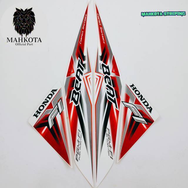 Striping Stiker Polet Sepeda Motor List honda beat fi 2015 putih list merah stiker list body motor