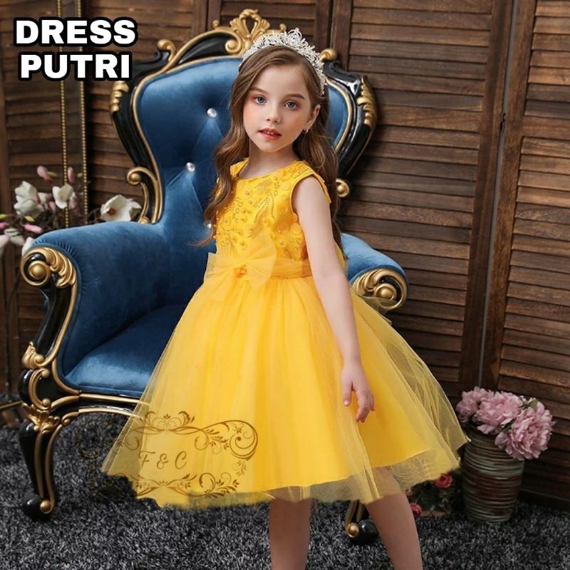 DRESS FASHION KID ANAK PUTRI MUTIARA, TILE, DRESS MAXY, 3 UKURAN