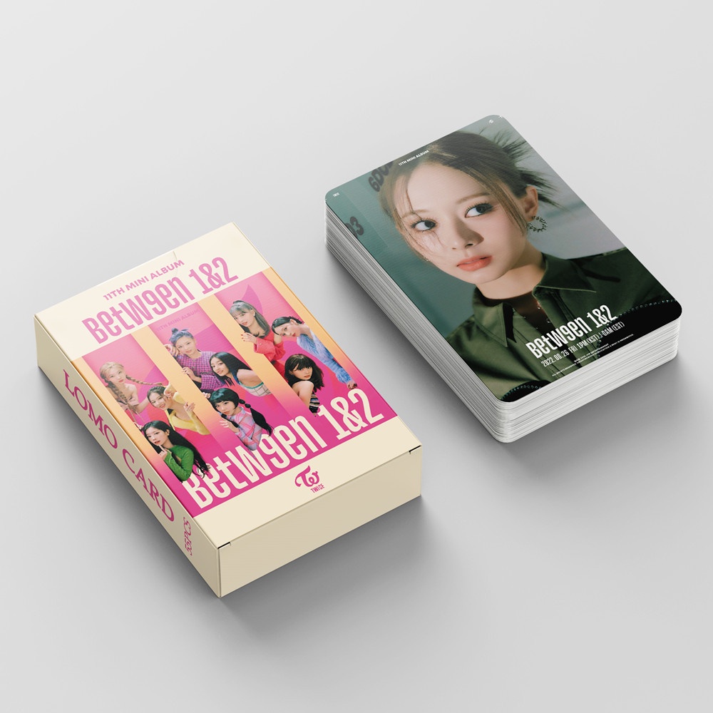 55pcs / Set Kartu LOMO Foto KPOP TWICE BETWEEN 1 &amp; 2 Grup Untuk Koleksi