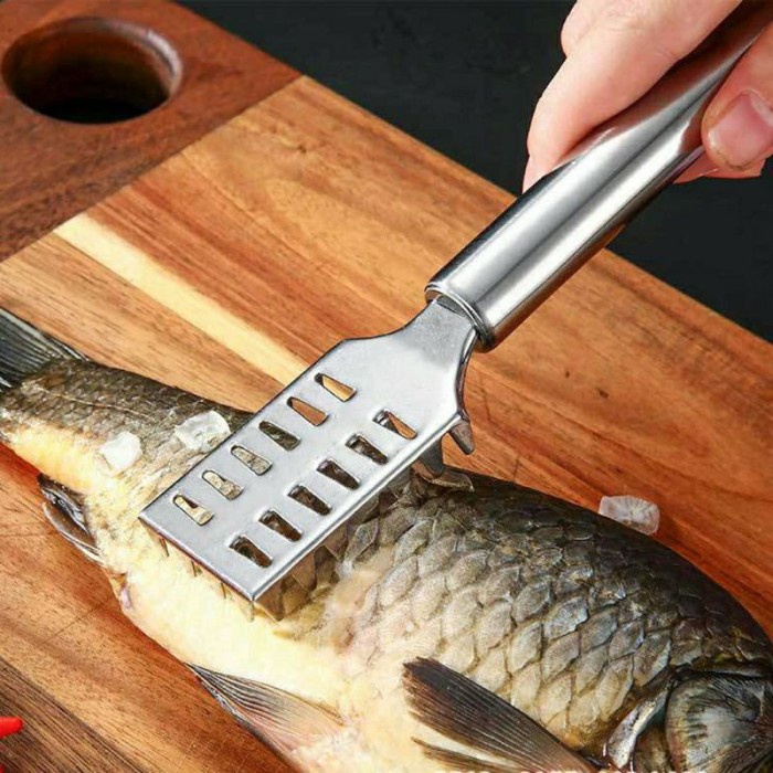 Alat Pembersih Sisik Ikan Stainless – AC 50 – Pisau Kerokan Penyisik Pengupas Sisik Ikan Set Perlengkapan Peralatan alat alat Perabotan Memasak Di Dapur Rumah Tangga Pisau Piso Gunting Masak Tajam Multifungsi besi stainless anti karat