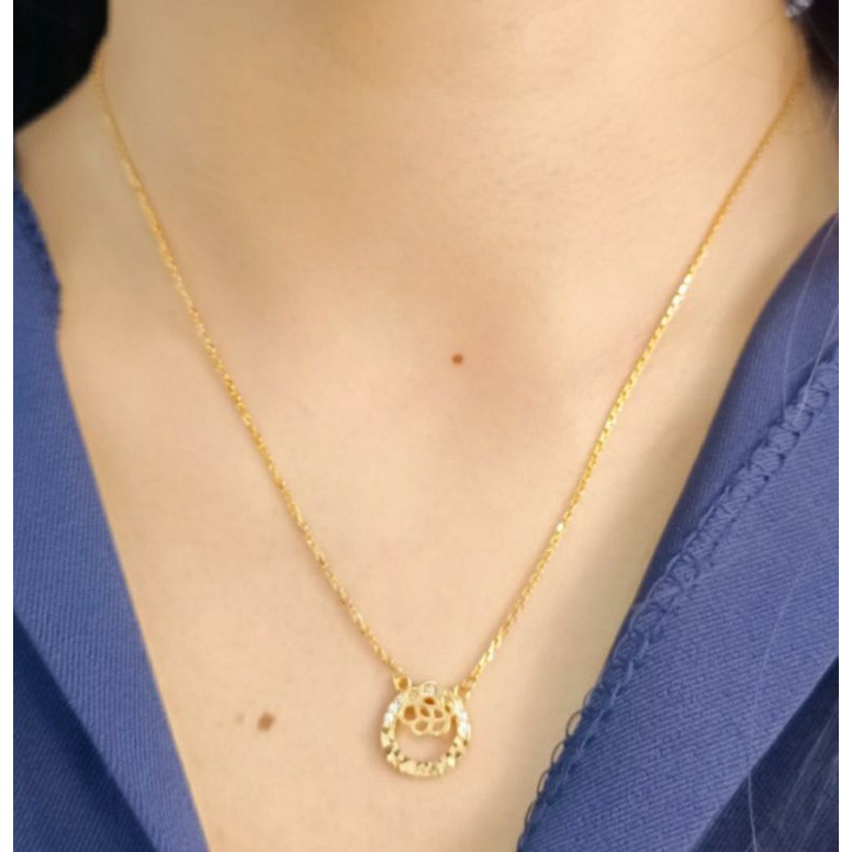 Kalung kupukupu butterfly Necklace Permata Putih swarovski Cantik Emas asli