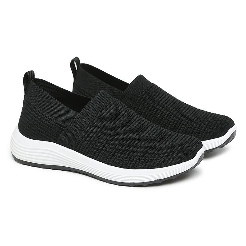 [GROSIR][COD] SEVEN_DAY SEPATU RAJUT SLIP ON WANITA OLAHRAGA TANPA TALI SPORT SHOES HITAM A-667