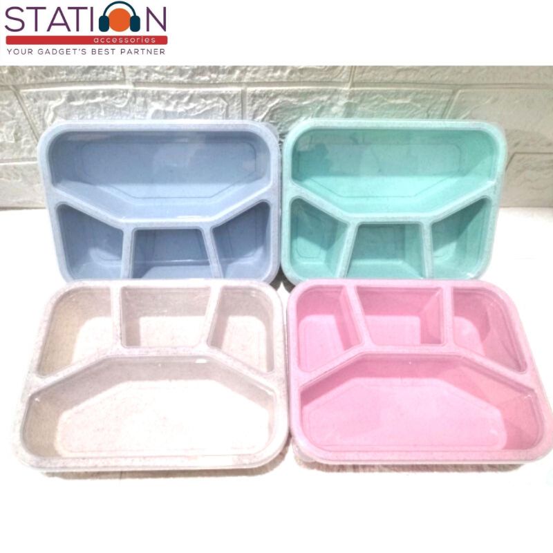 Lunch box gandum 4 sekat / tempat wadah bekal makan makanan