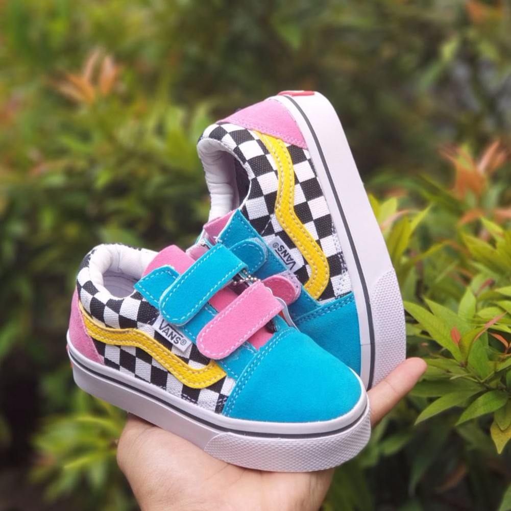 SEPATU ANAK VANS OLDSKOOL CATUR WARNA PELANGI