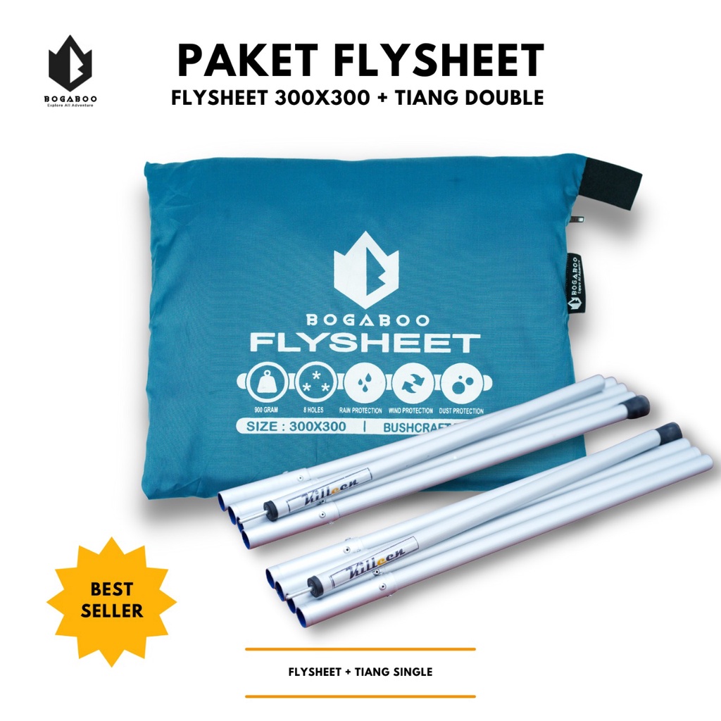 Bisa COD Paket Tiang Double Flysheet + Flysheet 3X3 Meter - Econopack Pole