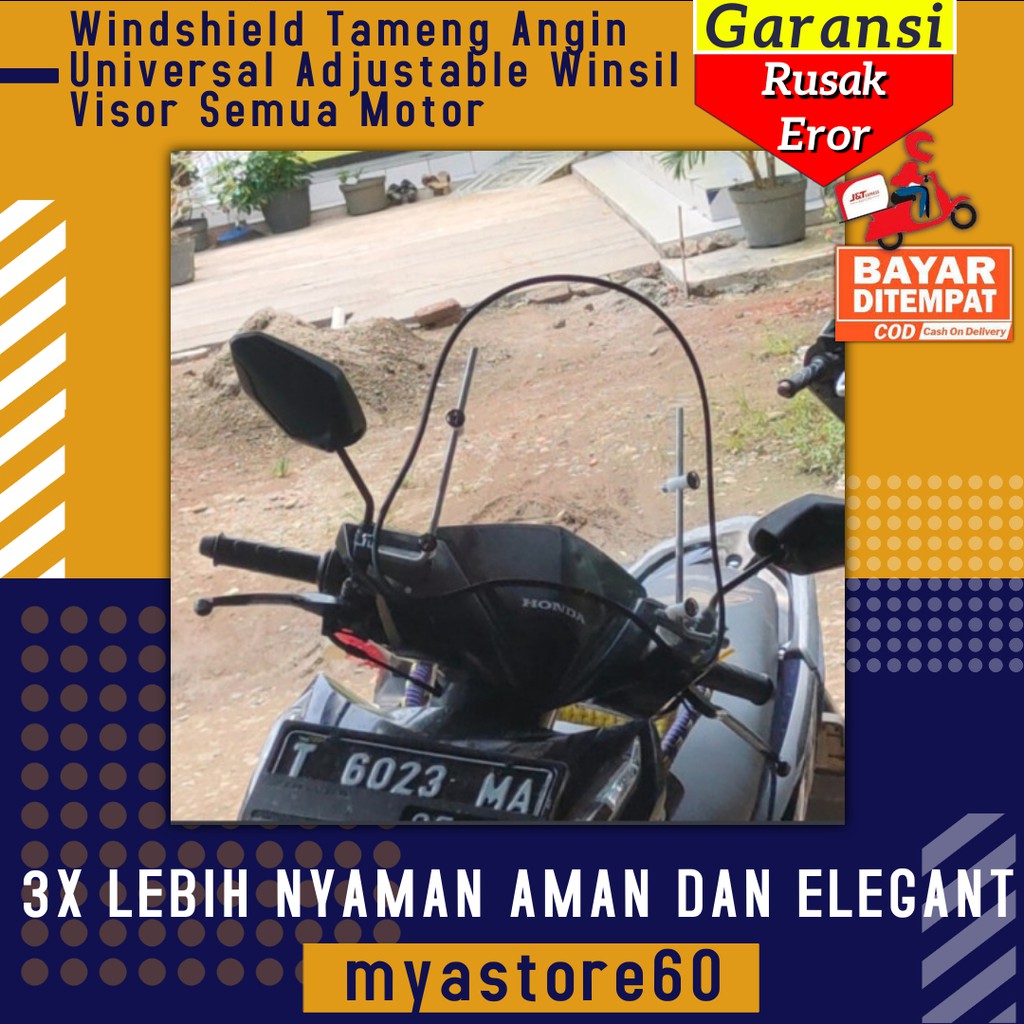 Visor Windshield Tameng Angin Universal Adjustable Winsil Visor Semua Motor Elegant Aksesoris