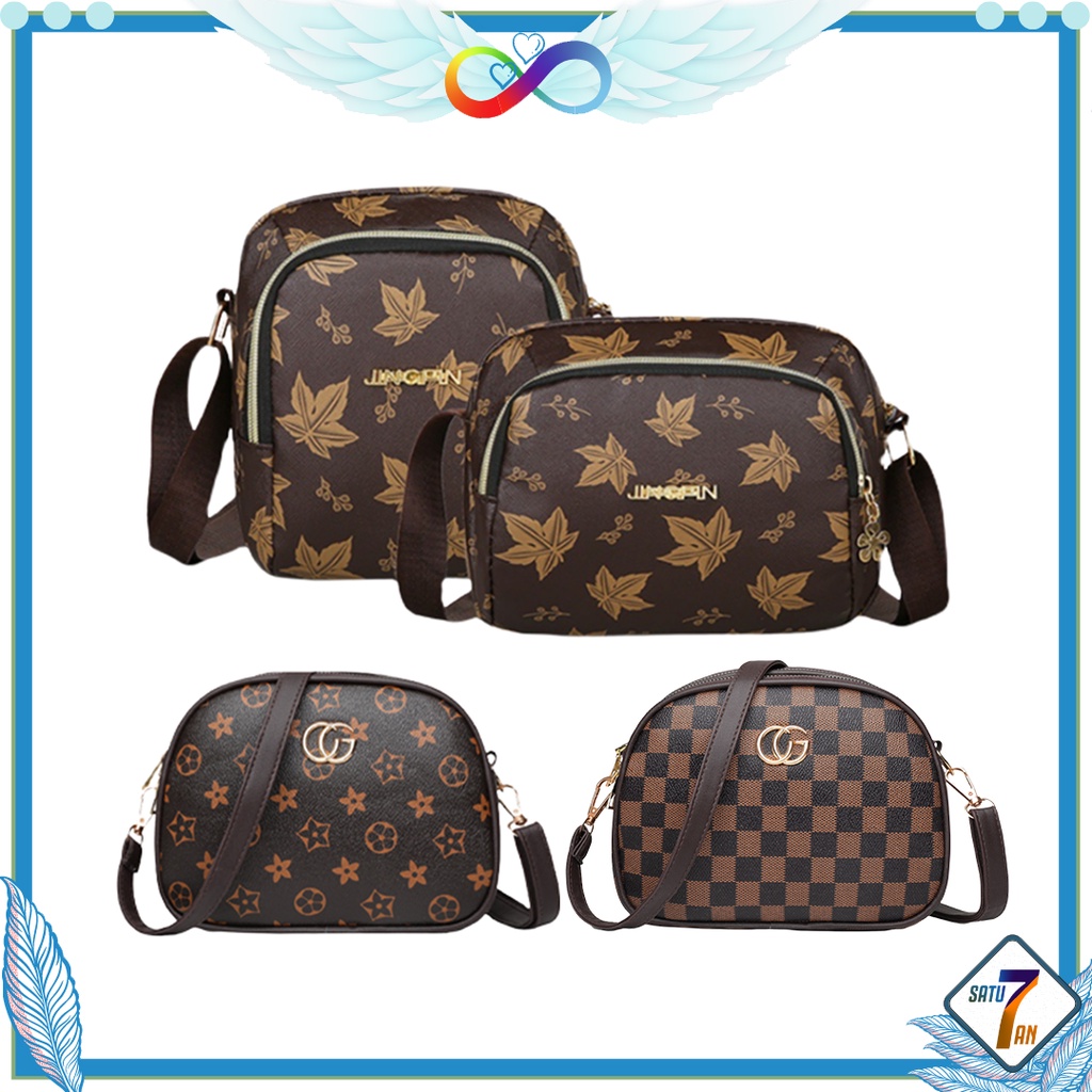 Satu7an T241 Tas Selempang Wanita Motif Style Fashion Kasual Tas Bahu Cewek Sling Bag