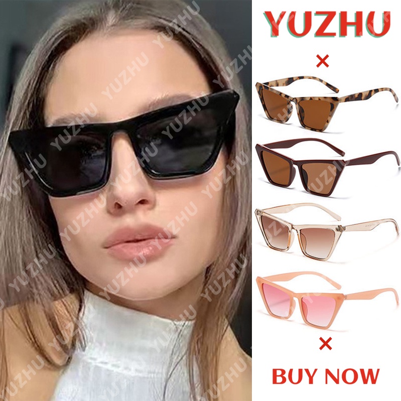 （YUZHU）COD Western Fashion Cat Eye Kacamata Bingkai Besar Kacamata Warna Permen Retro Modern Kacamata Wanita