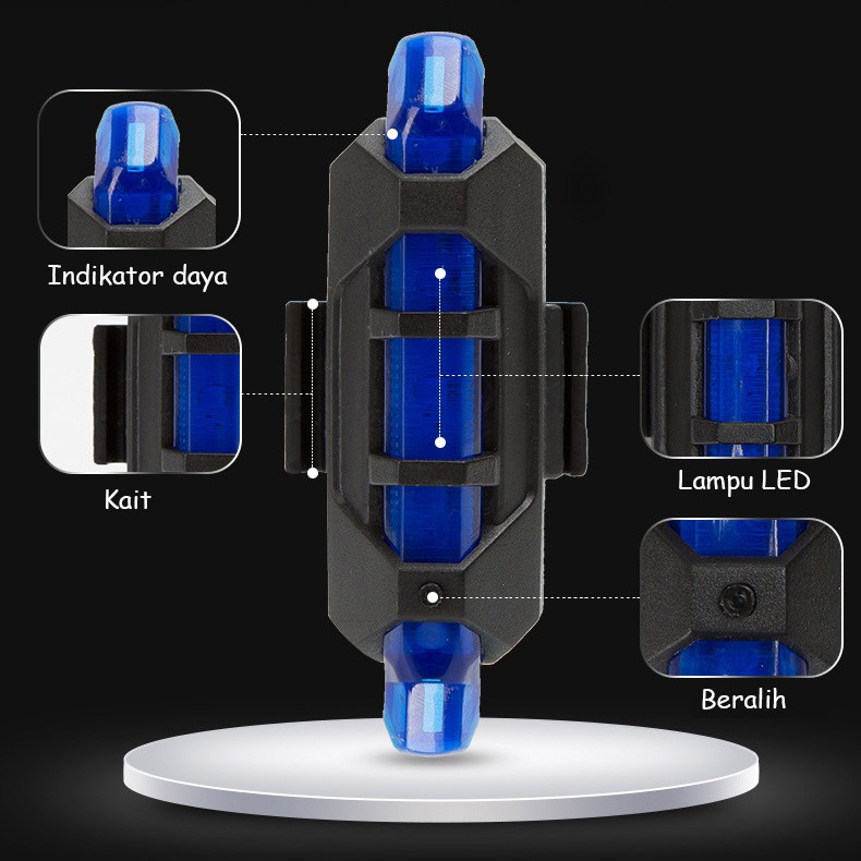 Mainland Lampu Belakang Sepeda LED USB Rechargeable Anti Air ODR04