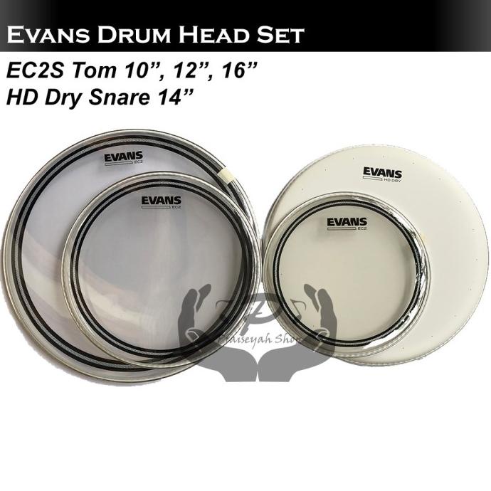 Evans Head Drum Set Tom Snare 10 12 16 Hd Dry 14 Original Usa Kode 965