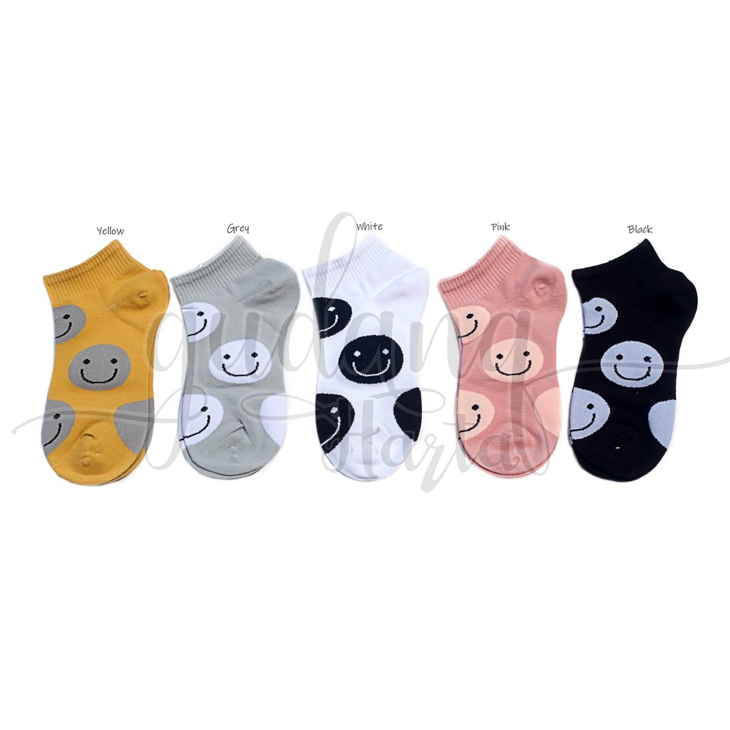 Kaos Kaki Wanita Basic Smile Sock Karakter Senyum Unik GH 103076