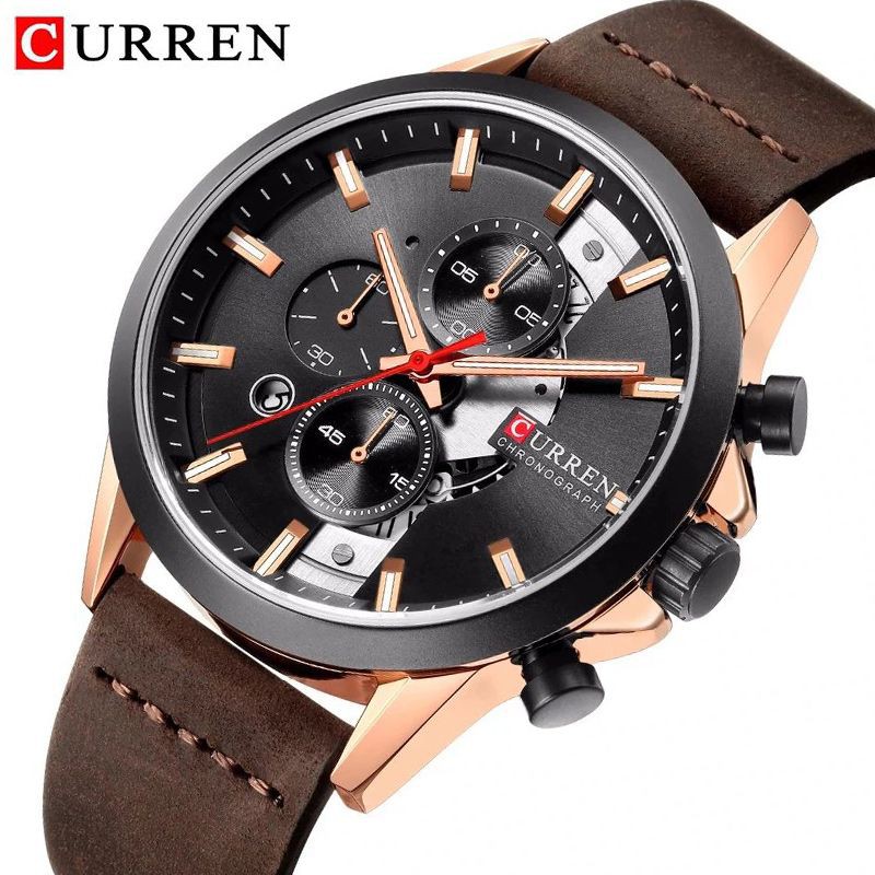 CURREN 8325 Jam Tangan Pria Analog Tali Kulit Chronograph Aktif WATCHKITE WKOS