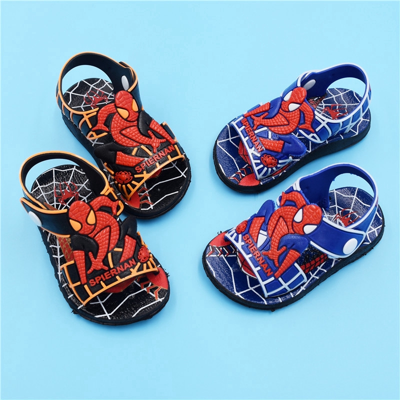 Sepatu Sandal  Dengan Bahan Non Slip Dan Gambar  Spiderman 