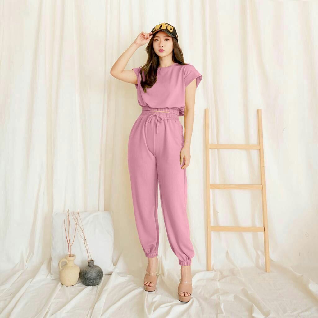 Setelan Tovis - Setelan Crop Top Wanita Terbaru - Setelan Jogger Perempuan - Pakaian Wanita Casual