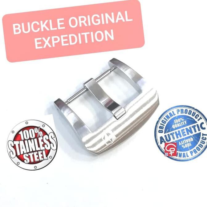 BUCKLE EXPEDITION WATCH TALI JAM TANGAN SILVER STAINLESS STEEL ORI