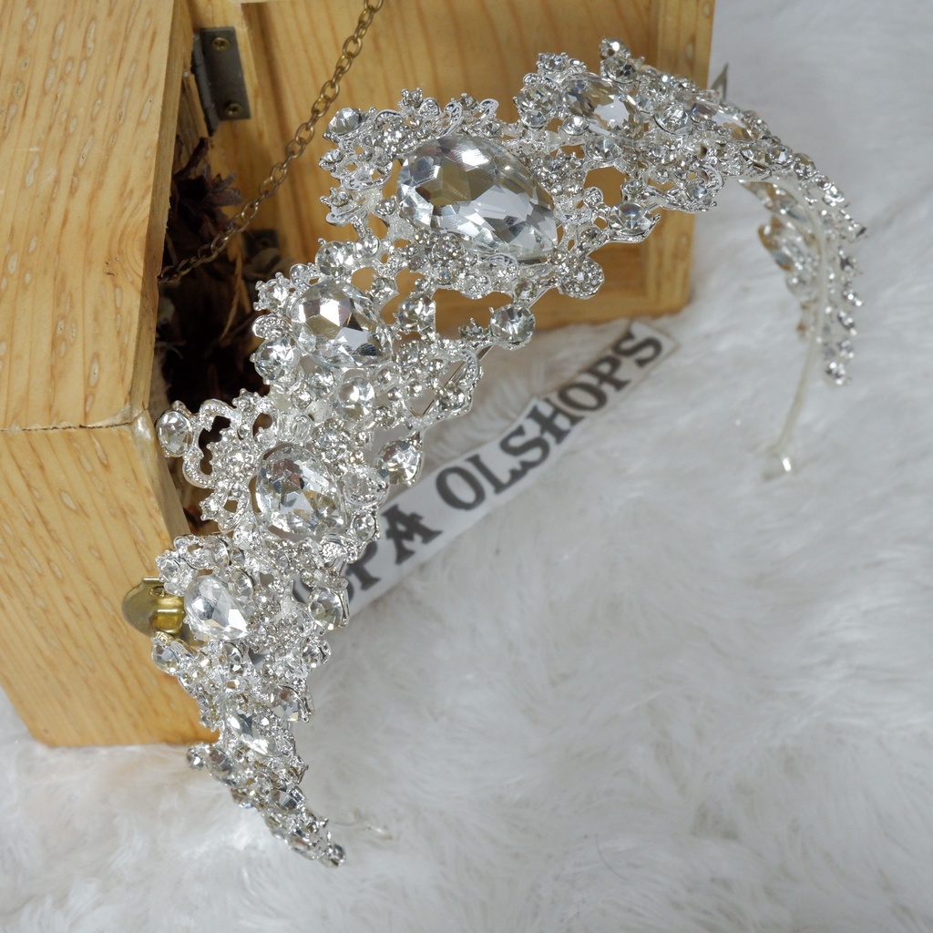 mahkota tiara dueches rhine stone silver