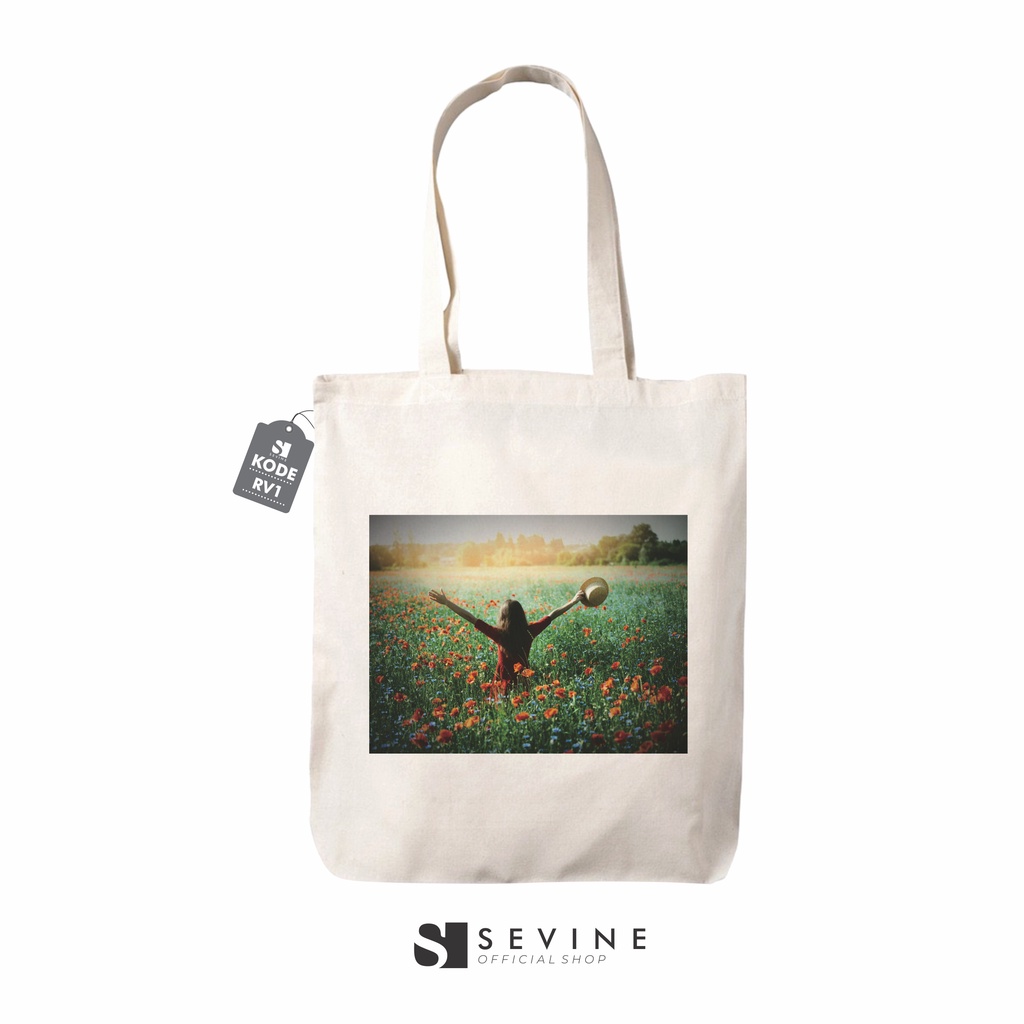 Sevine Totebag Premium Tas Tote Bag Resleting Laptop Wanita Vintage Retro - RV