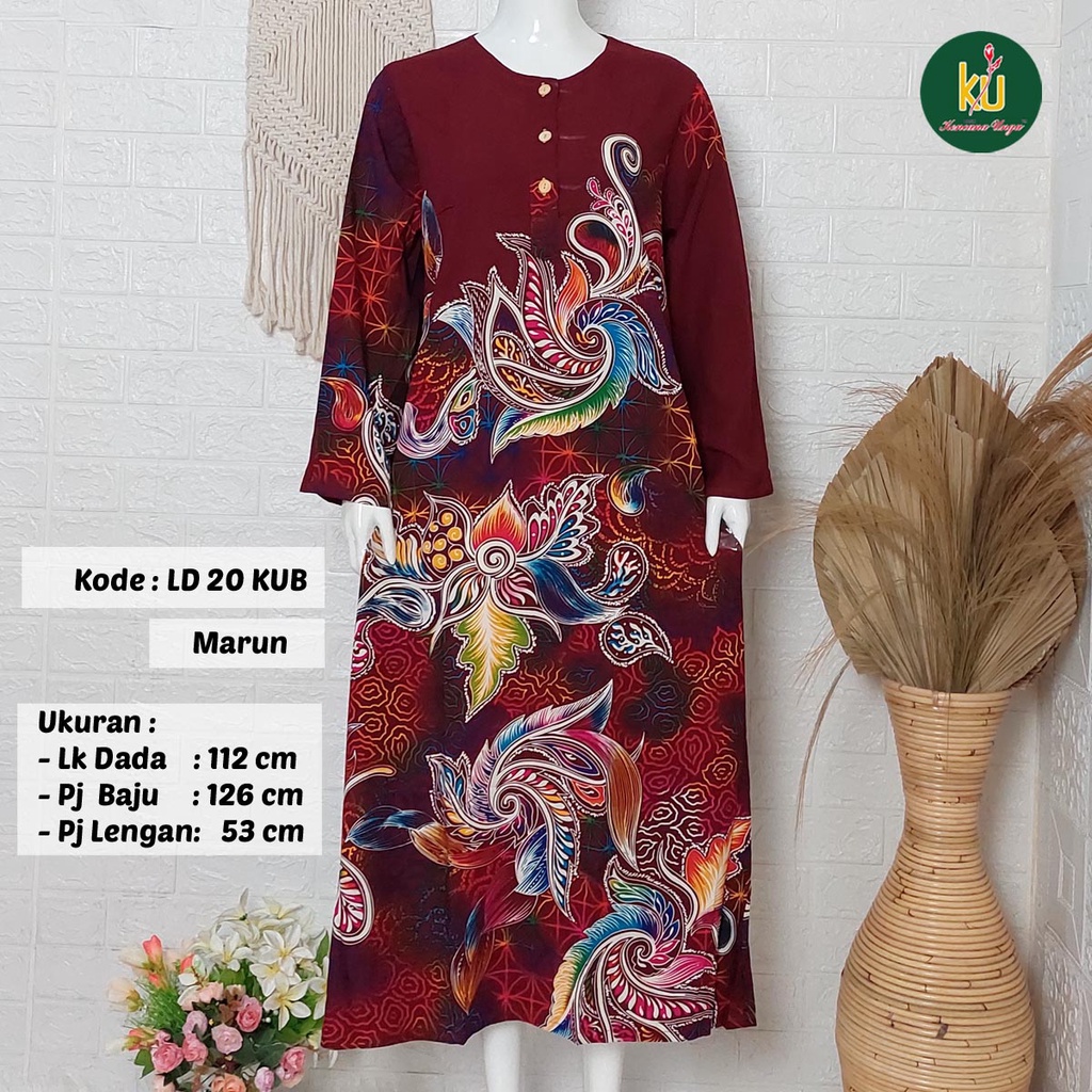 COD LD 20 KUB | DASTER PANJANG KENCANA UNGU ASLI LABEL BIRU | LongDress Wanita Lengan Panjang Busui ini-Marun K