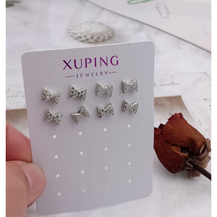 Anting Tusuk Silver Putih Pita Xuping