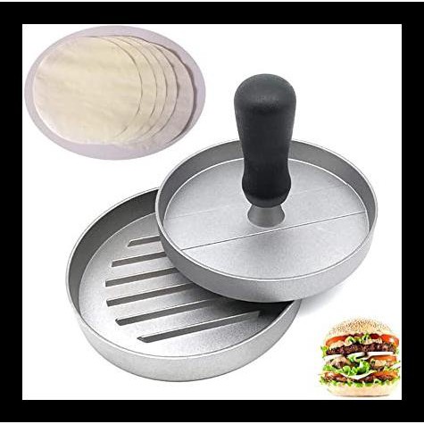 

HOT DEAL ALAT CETAK DAGING BURGER / HAMBURGER PRESS BONUS 100PCS WAX PAPER
