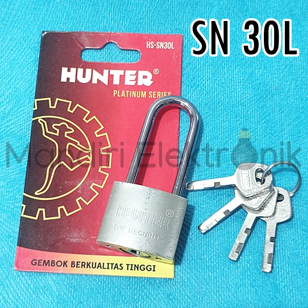 Gembok Hunter 30mm Leher Panjang - Gembok Pintu 30mm Hunter Gembok Chrome SN30L