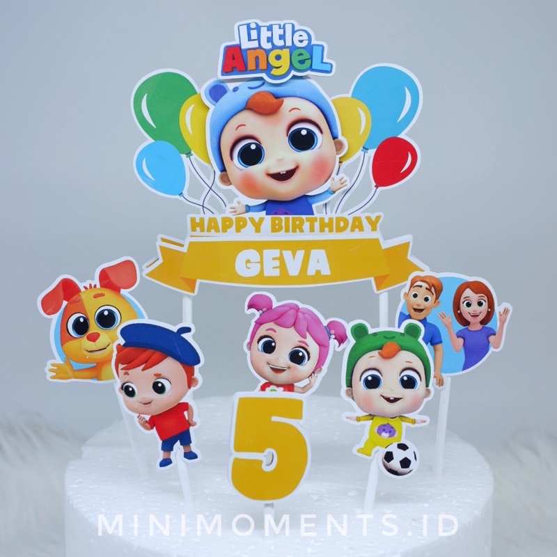 Cake Topper 3D Custom Nama Karakter Little Angel Baby John Jon - Alat Dekorasi Kue Ulang Tahun - Sat