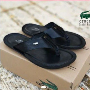 Sandal Jepit Pria Kulit Asli Crocodile Flip