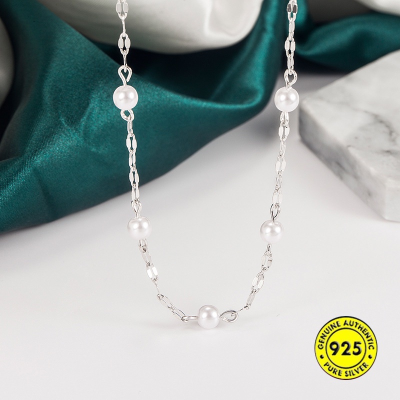 Kalung Mutiara Bahan S925 Silver Tahan Air Untuk Wanita