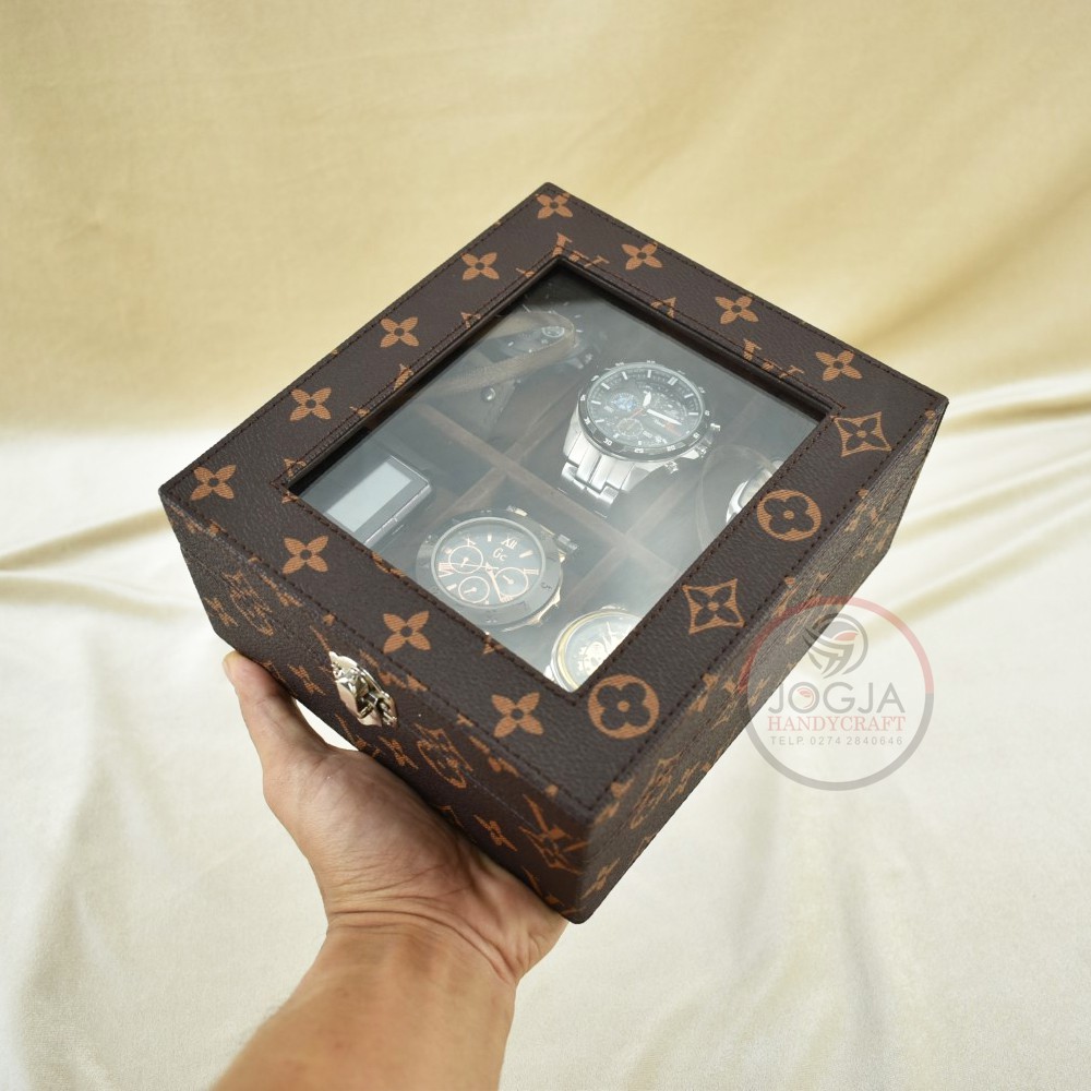 Premium Motif Kotak Jam Tangan Isi 6 / Tempat Jam Universal / Box Jam / Watch Box Organizer