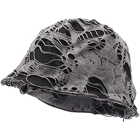 Topi Banie Kupluk Bucket Hat Fashion Sobek Rusak Punk Retro Wanita