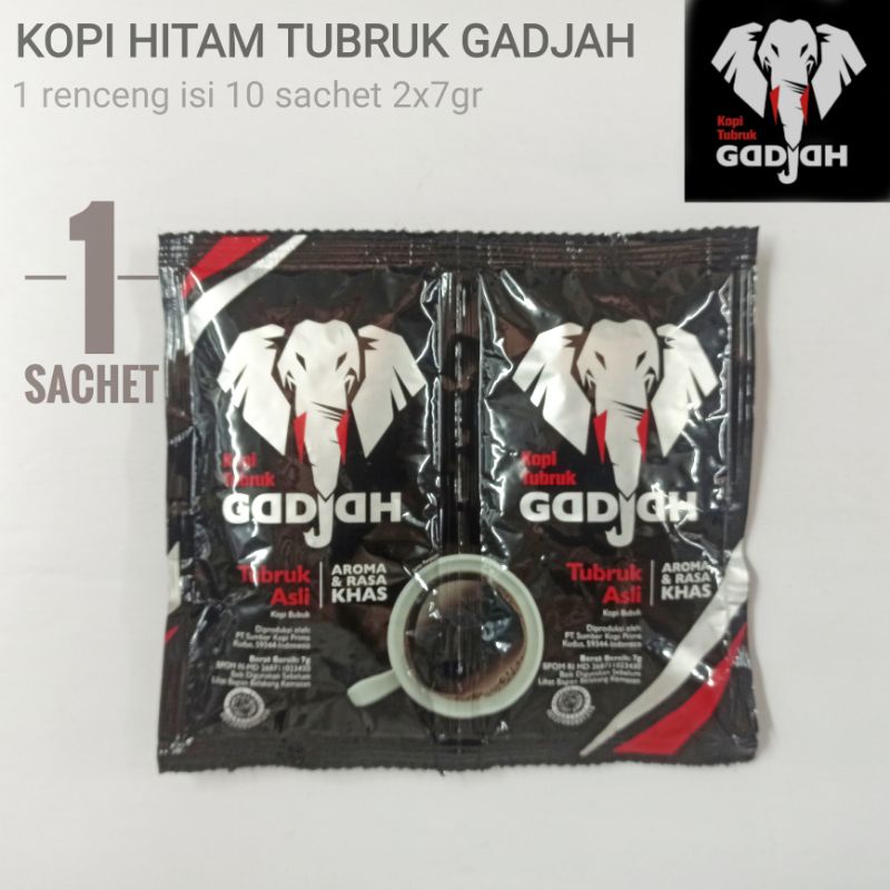 Kopi Hitam tubruk gadjah sachet gajah tanpa gula