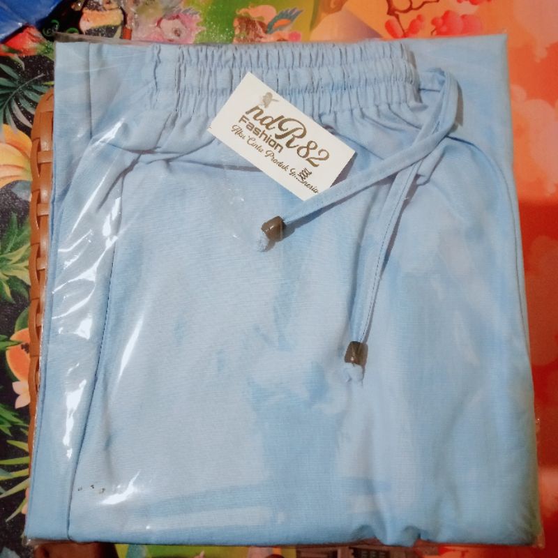 Celana kulot Panjang cigaret remaja ABG pola lebar-Shoft blue