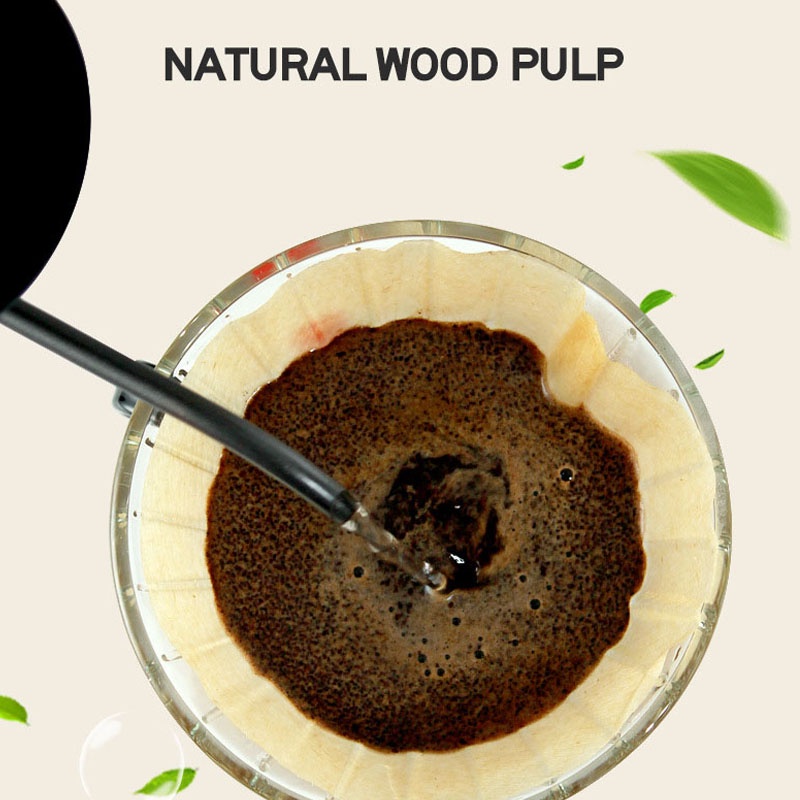 100pcs / Kotak Kertas Filter Kopi Profesional Non-Bleached V60 Untuk Drip Coffee 2-4