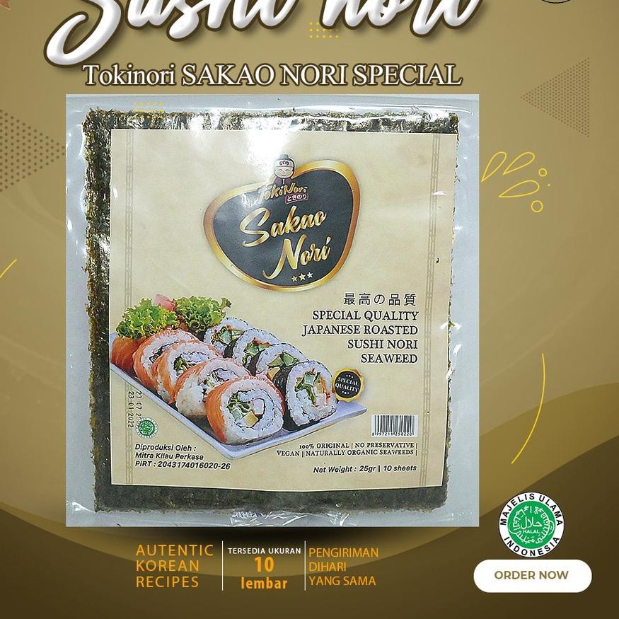 

Hot Sale - Sakao Nori Sushi Spesial 10 Set Sushi Roasted Rumput Laut Halal Mui !