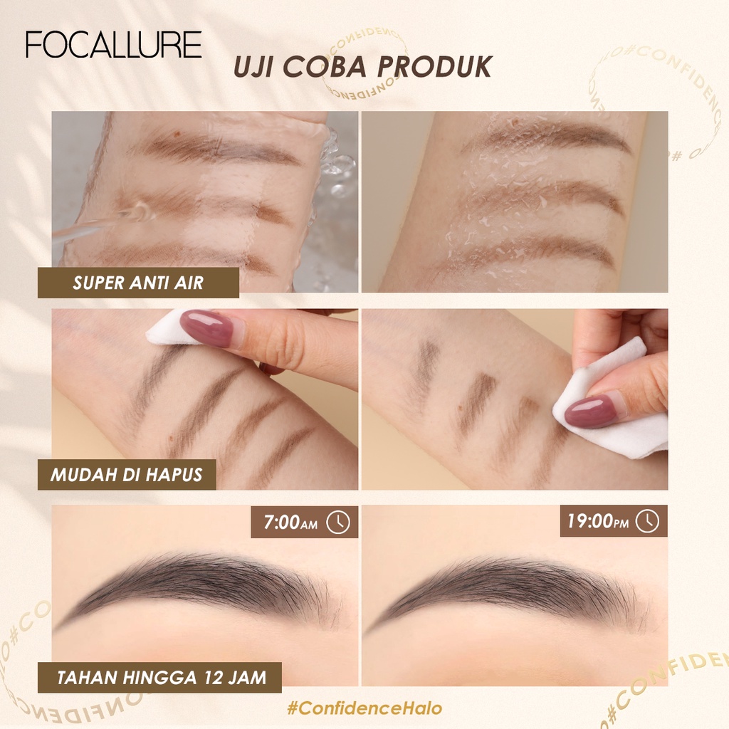 FOCALLURE Makeup Set Poreless compact powder &amp; Sliding Waterproof Eyebrow Pencil