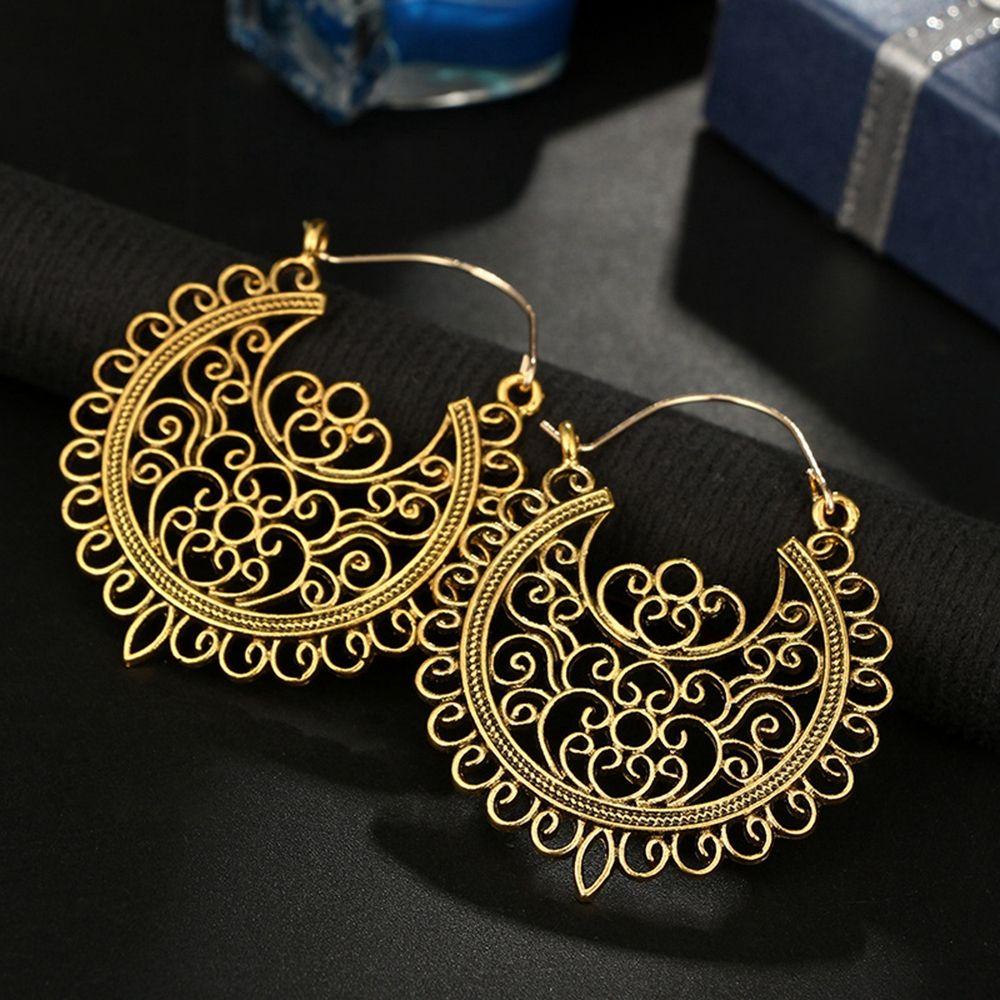 Lily Hoop Earring Boho Antik Liontin Bunga Ear Studs