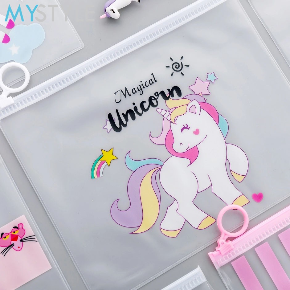 KOTAK PENSIL UNICORN TRANSPARAN PENCIL CASE TEMPAT PENSIL ANAK MURAH