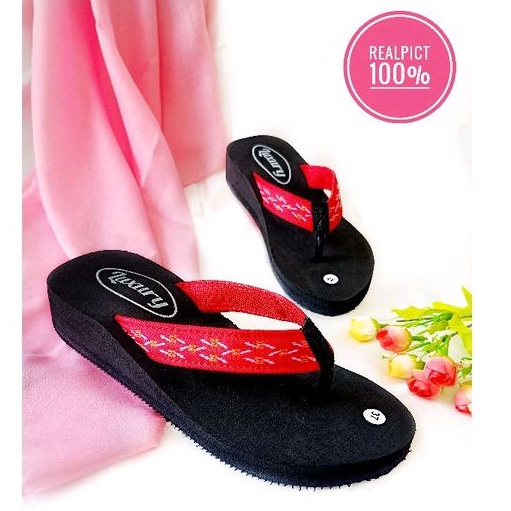 Sandal Jepit Wanita Polos - Sandal Wedges Wanita - Sandal Wanita Murah - Sandal Spon Wanita (kelip2)