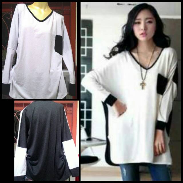 Jumbo blouse hitam putih