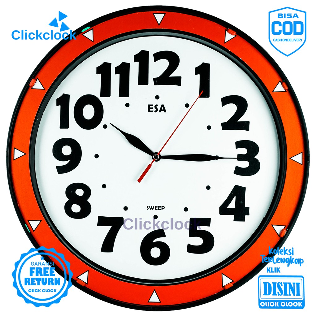 Jam Dinding Quartz Minimalis Rainbow Esa 334 Besar Hiasan Rumah Murah