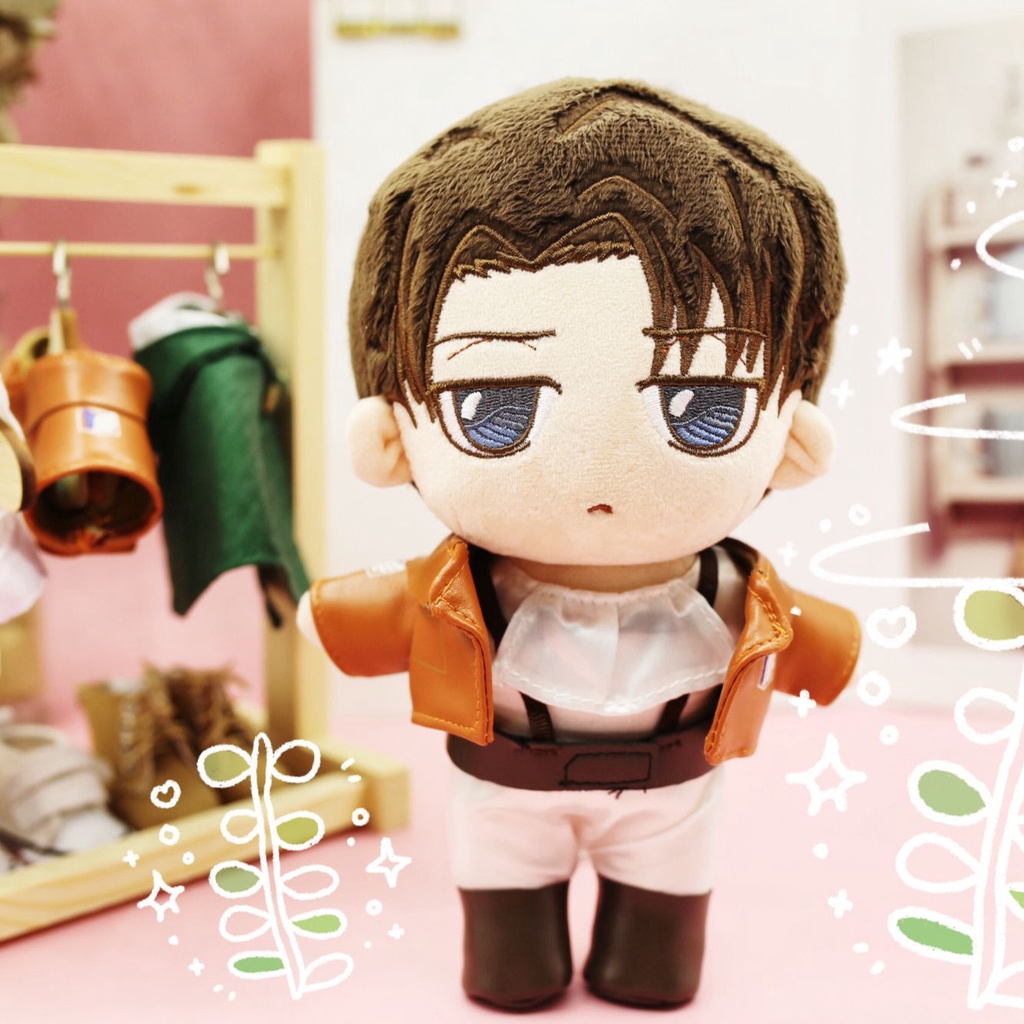 Anime Attack On Titan Levi Plush - 9"/23cm Uoozii Ackerman Doll Clothes Changeable Plushie Figure An