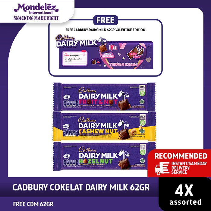 

CADBURY COKELAT DAIRY MILK 62GR BUNDLE