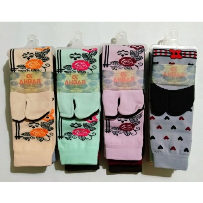 (3PASANG)RANDOM KAOS KAKI MUSLIM JEMPOL MOTIF WANITA